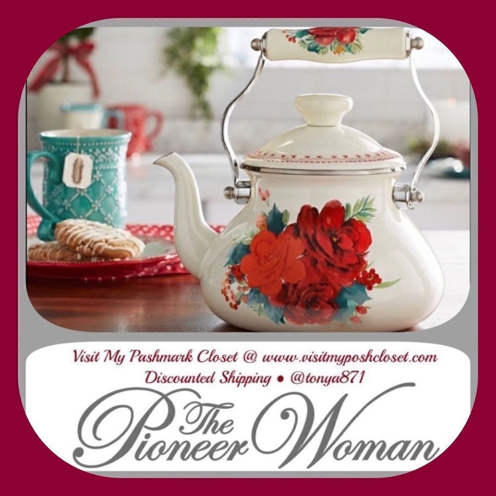 🦋 New Pioneer Woman Cheerful Rose Tea Kettle